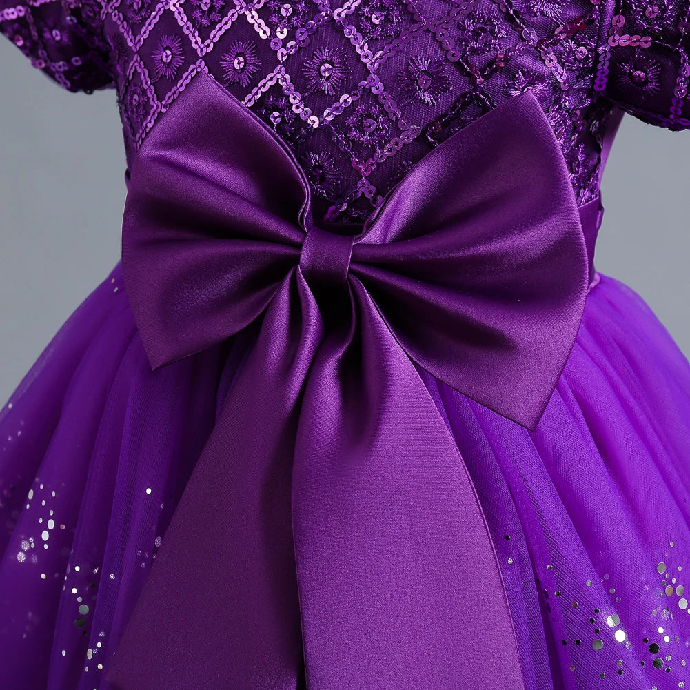 Purple Princess Dress with Sparkly Sleeves | Kids Party Dress New Zealand | Strylez App Virtual Try-On