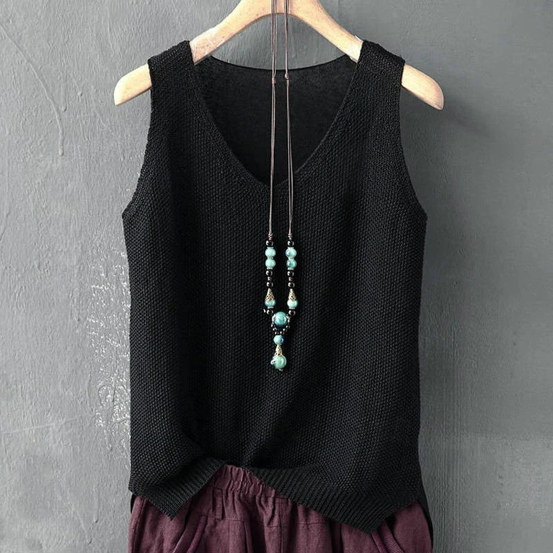 Women's Summer Sleeveless Knitted Blouse Top - V-Neck, 2024 Fashion | NZ Strylez Virtual Try-On, Blusas Mujer de Moda