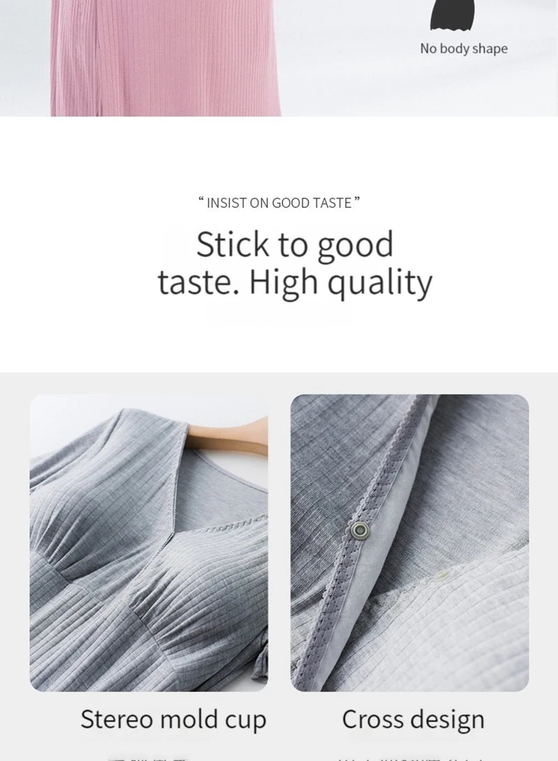 Modal Maternity Clothes Breastfeeding Nightgowns Nursing Sleepwear Hospital Loose Fitting Breast Feeding Pajamas Pregnancy Dress