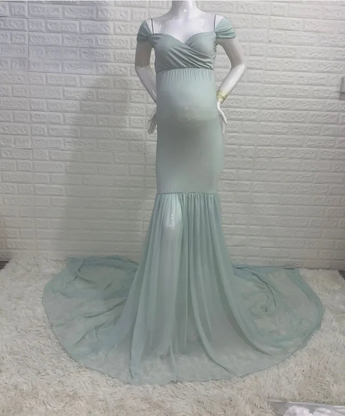 Long Maternity Photography Props Pregnancy Dress For Photo Shooting Off Shoulder Pregnant Dresses For Women Maxi Maternity Gown