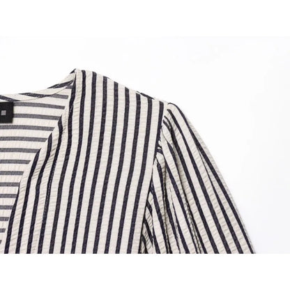 Woman Blouses Striped Chic Women Blouse Ladies Women's Top Pulovers Female Summer Short Sleeve Chiffon Pretty Office Wear