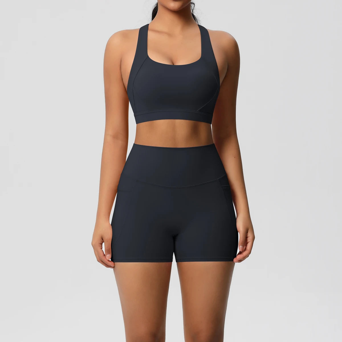 2-Piece Pocketed Yoga Set for Women | Gym Wear Tracksuit & Leggings with Bra & Shorts | New Zealand | Strylez Virtual Try-On