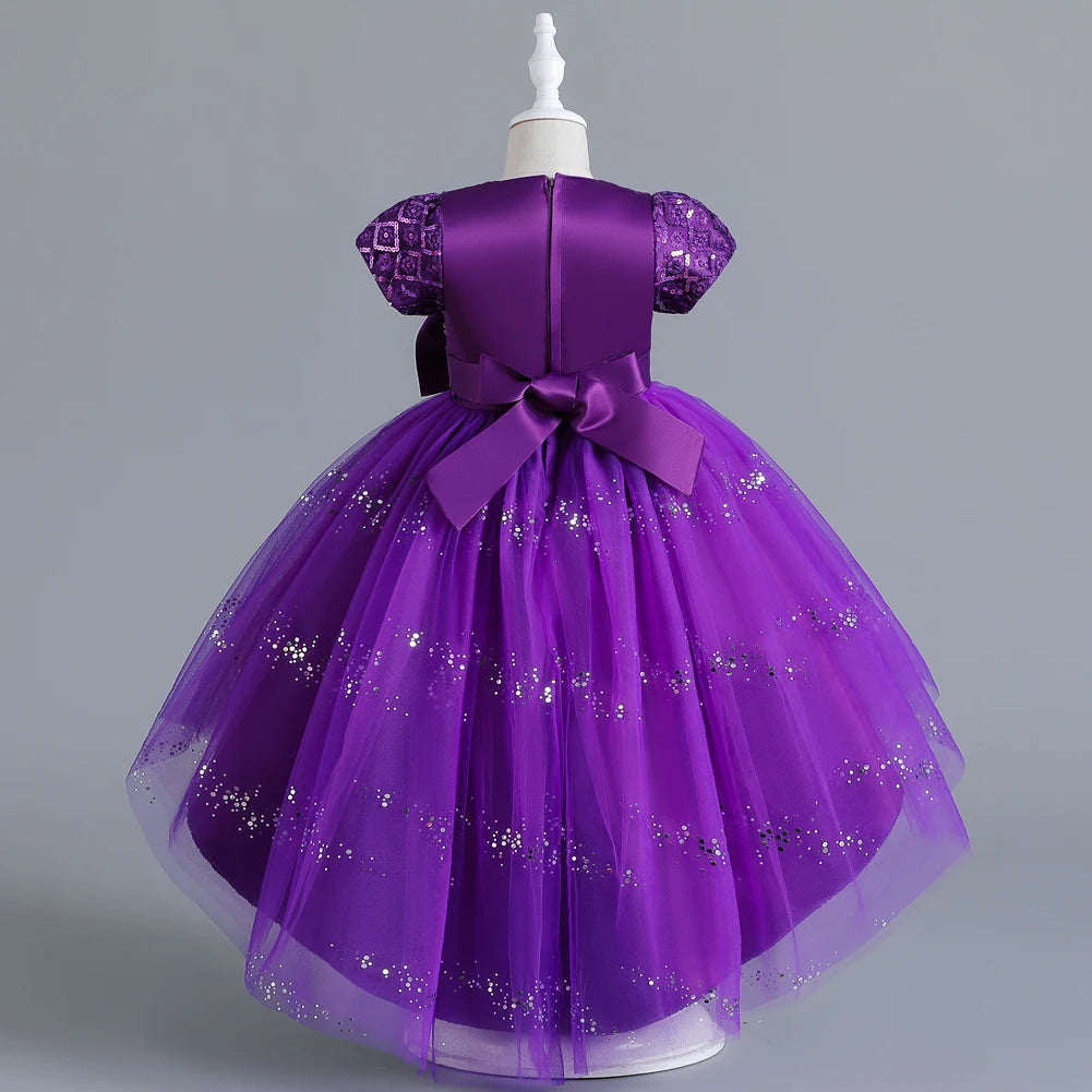 Purple Princess Dress with Sparkly Sleeves | Kids Party Dress New Zealand | Strylez App Virtual Try-On