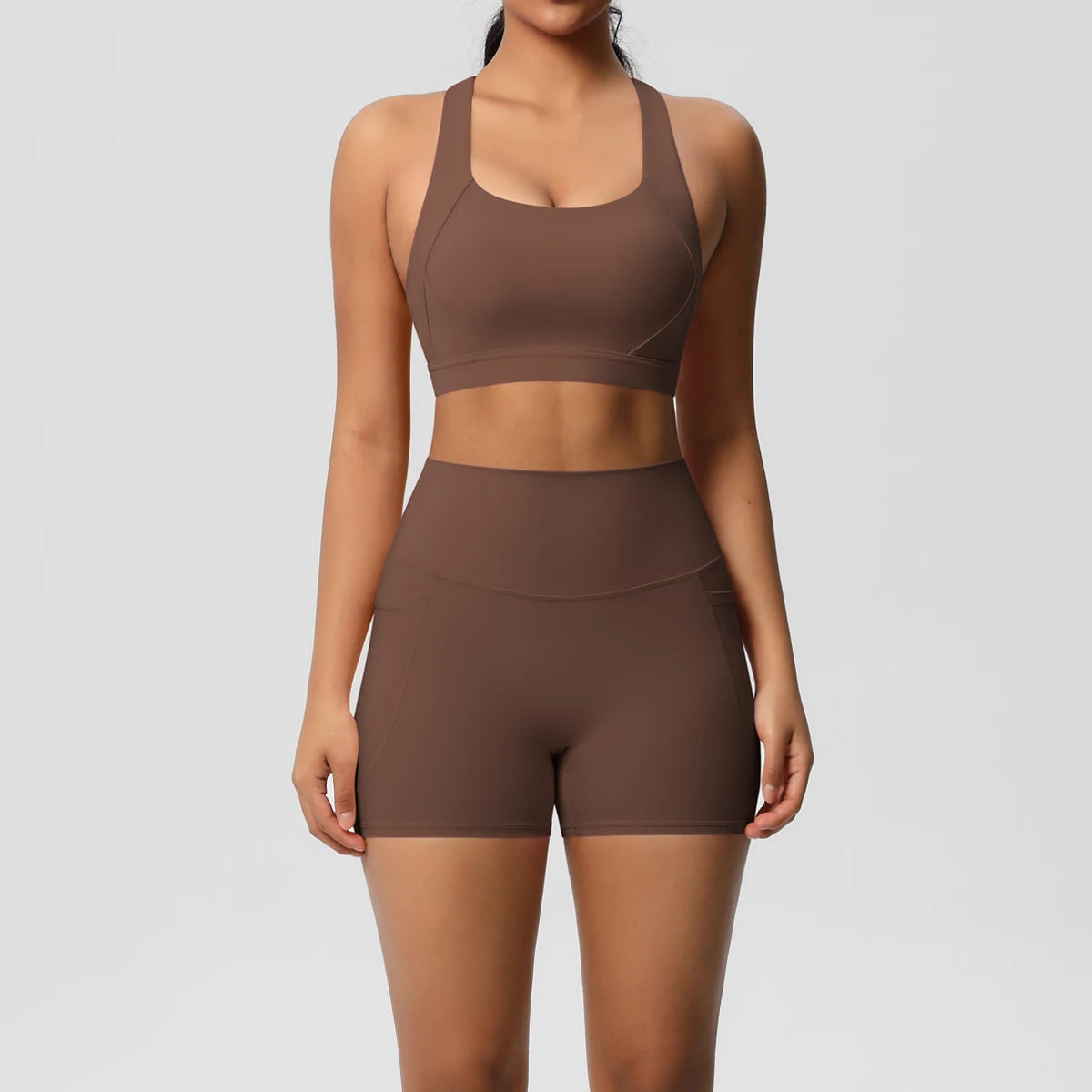 2-Piece Pocketed Yoga Set for Women | Gym Wear Tracksuit & Leggings with Bra & Shorts | New Zealand | Strylez Virtual Try-On