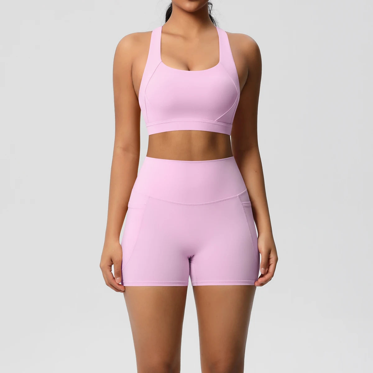 2-Piece Pocketed Yoga Set for Women | Gym Wear Tracksuit & Leggings with Bra & Shorts | New Zealand | Strylez Virtual Try-On