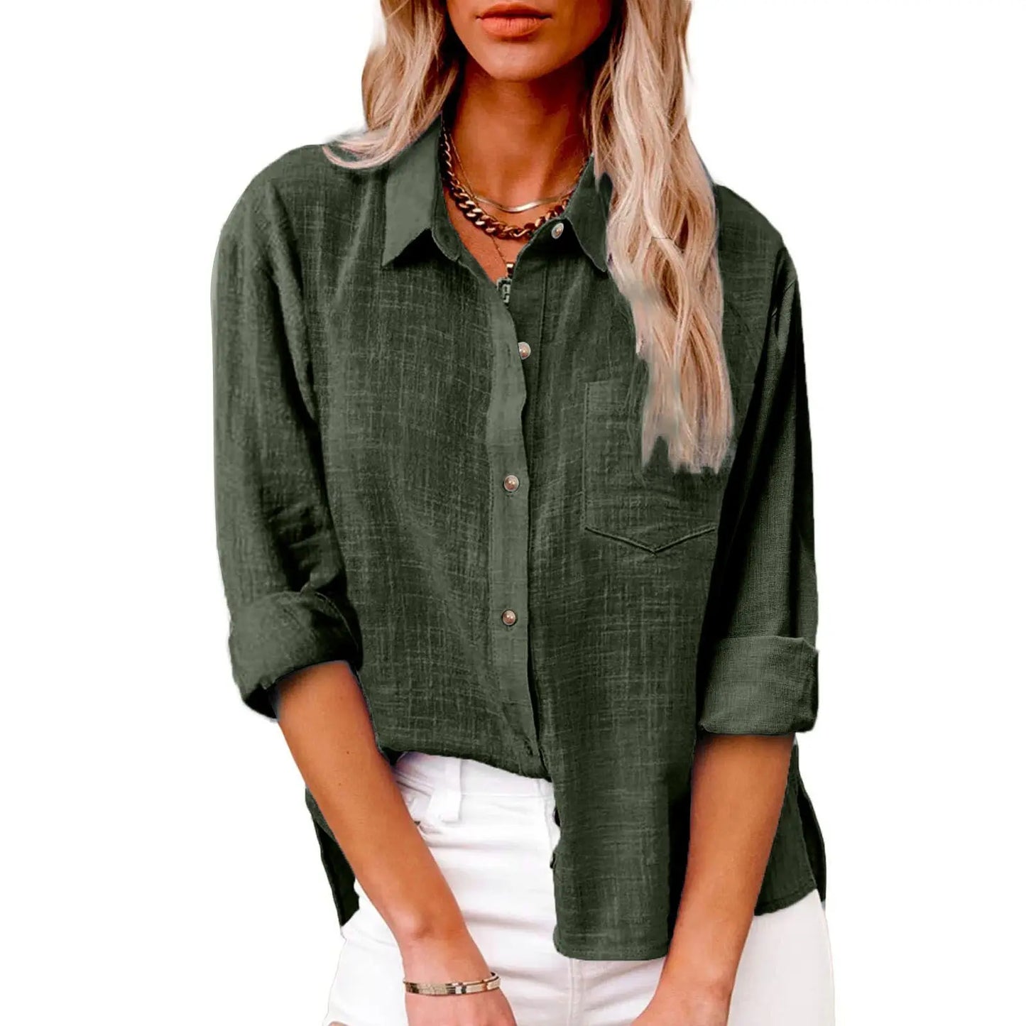 Women's Blouse Casual Shirt Tops 2025 Spring Women Cotton Linen  Long Sleeve Shirts Женский Топ Camicette Donna Estive Chemise