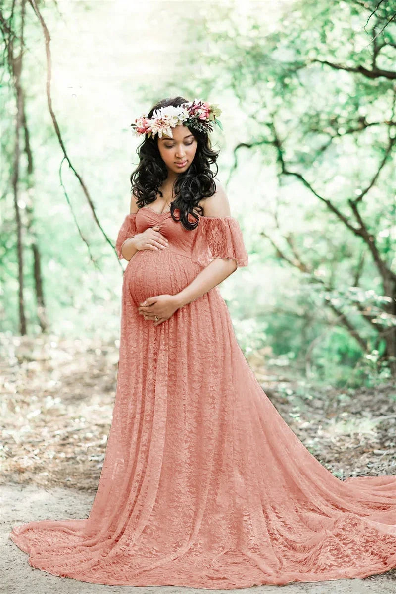 Long Maternity Photography Props Pregnancy Dress Photography Maternity Dresses for Photo Shoot Pregnant Dress Lace Maxi Gown
