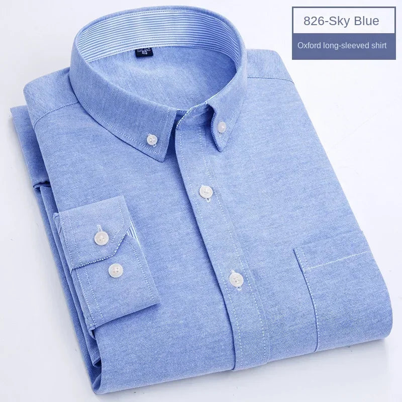 Hot solid color casual Oxford shirt men's fashion slim business long-sleeved shirt wholesale, street clothing， shirts for men
