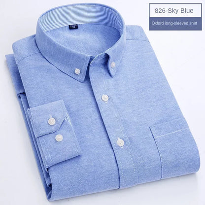 Hot solid color casual Oxford shirt men's fashion slim business long-sleeved shirt wholesale, street clothing， shirts for men