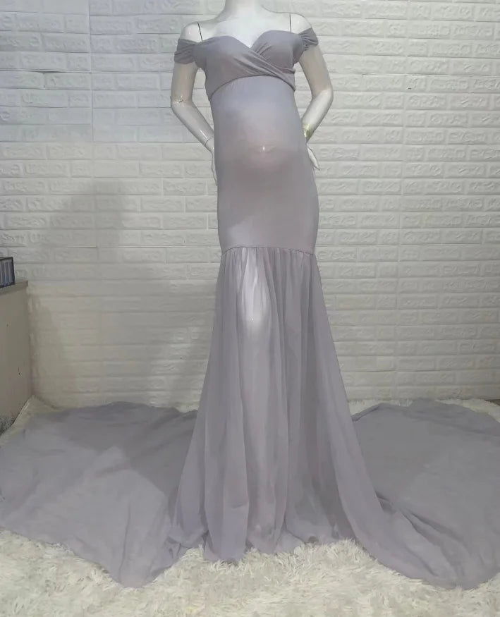 Long Maternity Photography Props Pregnancy Dress For Photo Shooting Off Shoulder Pregnant Dresses For Women Maxi Maternity Gown