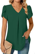 Elegant Women's Top Blouse 2024 Summer Flower – Short Sleeve V-Neck Office/Work, Commuter Shirt S-XXL | NZ | Strylez Virtual Try-On
