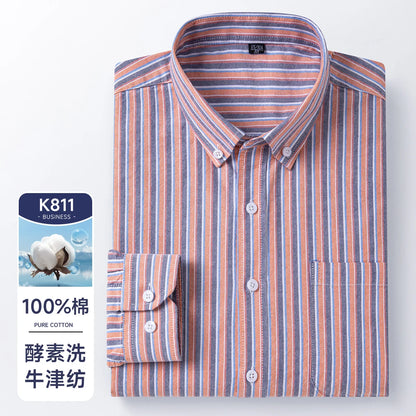The new men's long-sleeved Oxford cotton shirt is casual trendy, comfortable, versatile and simple for spring, summer and autumn