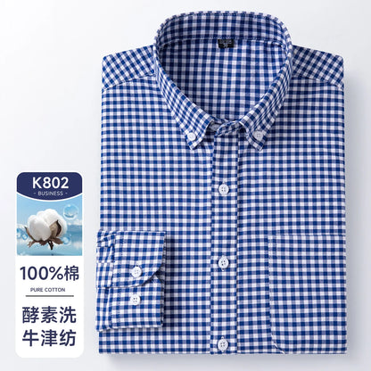 The new men's long-sleeved Oxford cotton shirt is casual trendy, comfortable, versatile and simple for spring, summer and autumn