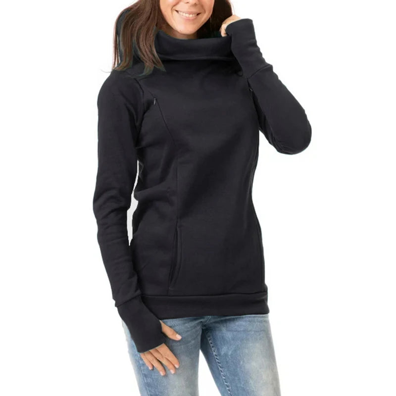 Maternity Autumn and Winter Sweatshirt Nursing Maternity Long Sleeves Hooded Breastfeeding Hoodie Pregnant Women Hooded Sweater