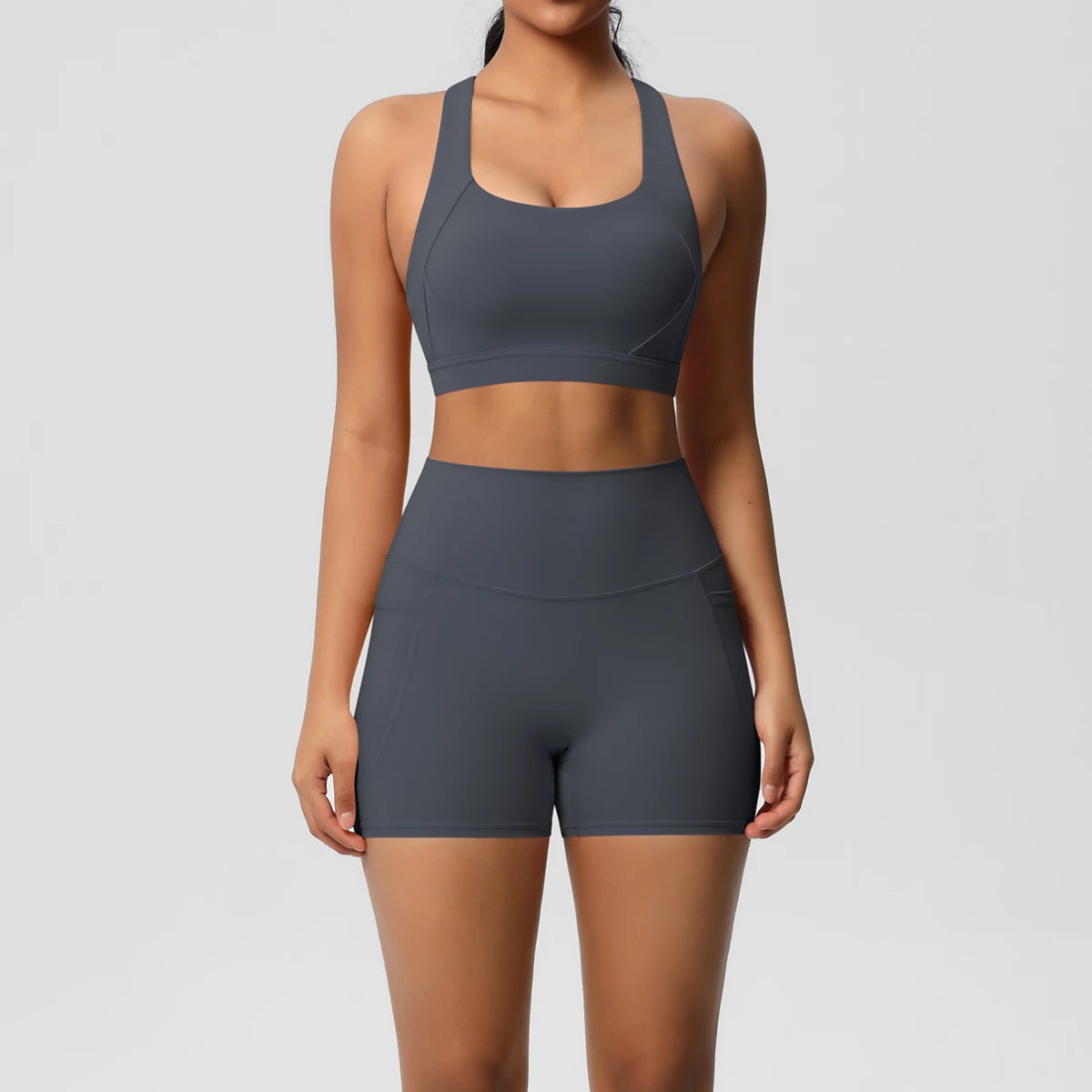 2-Piece Pocketed Yoga Set for Women | Gym Wear Tracksuit & Leggings with Bra & Shorts | New Zealand | Strylez Virtual Try-On