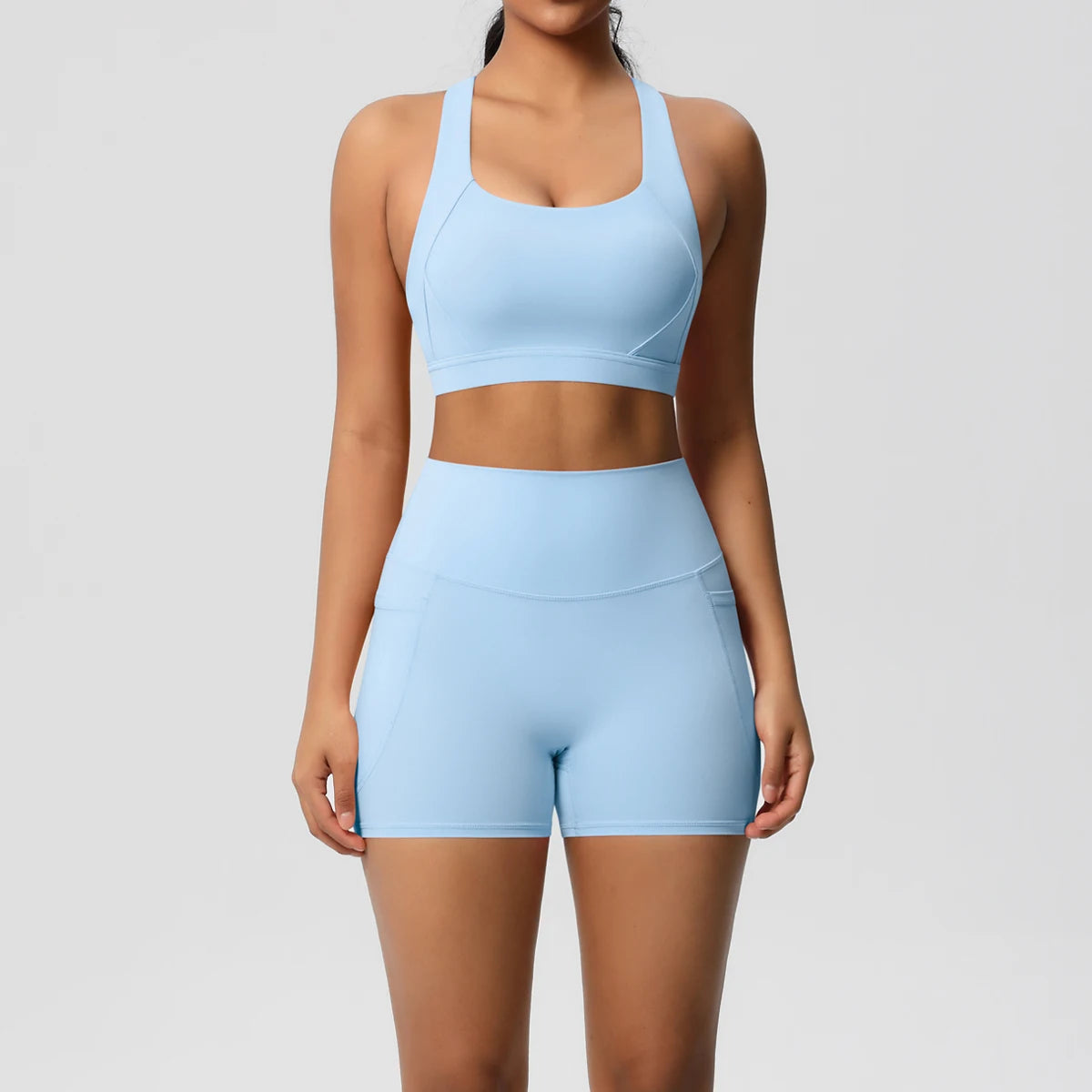 2-Piece Pocketed Yoga Set for Women | Gym Wear Tracksuit & Leggings with Bra & Shorts | New Zealand | Strylez Virtual Try-On