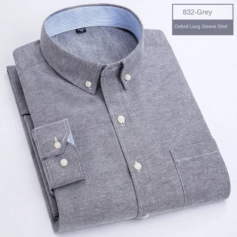 Hot solid color casual Oxford shirt men's fashion slim business long-sleeved shirt wholesale, street clothing， shirts for men