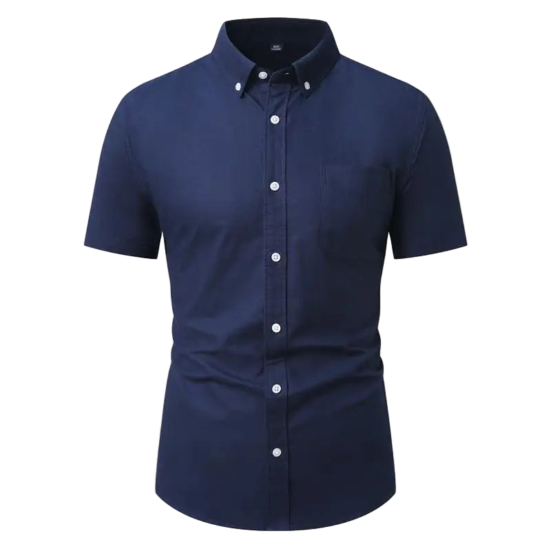 Men's Oxford Short Sleeve Shirt - Slim Fit Button-Down, Casual Summer Top, Breathable & Comfortable - New Zealand | Strylez Virtual Try-On