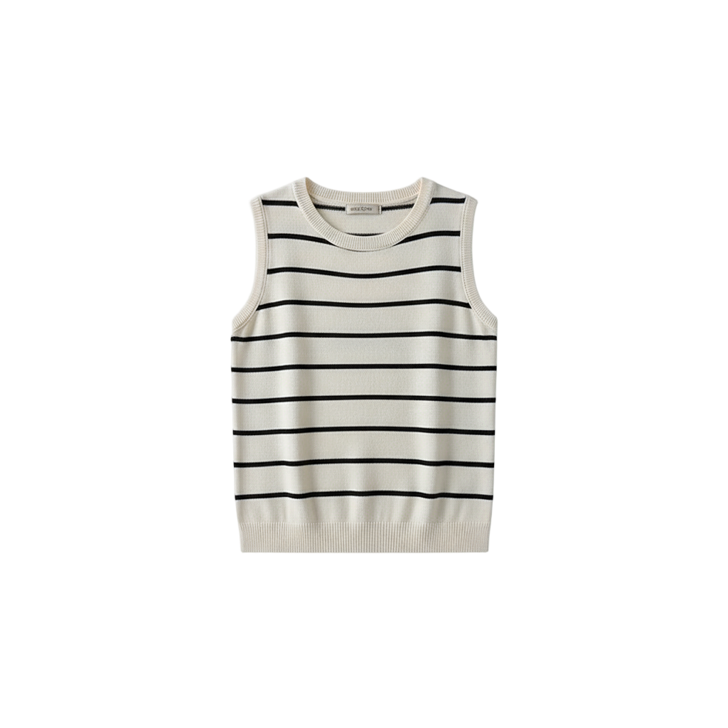 2025 New Striped Stretch Vest Basic Versatile Short Top Women's Clothing
