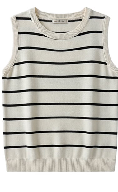 2025 New Striped Stretch Vest Basic Versatile Short Top Women's Clothing
