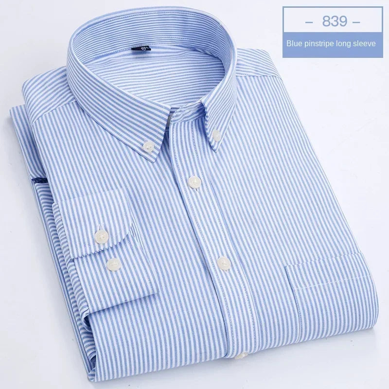 Hot solid color casual Oxford shirt men's fashion slim business long-sleeved shirt wholesale, street clothing， shirts for men