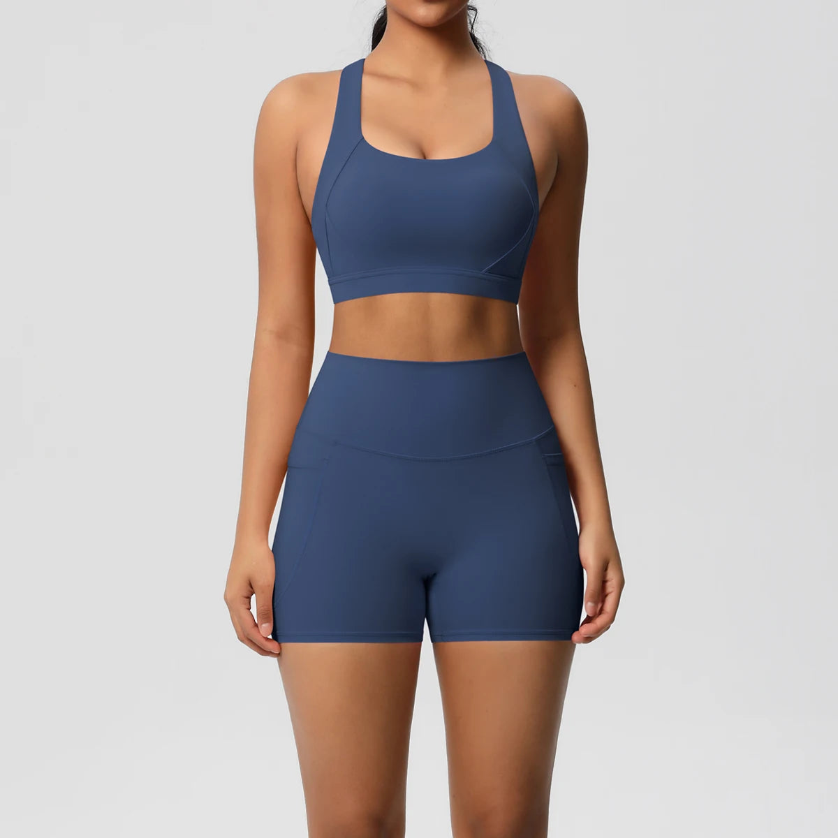 2-Piece Pocketed Yoga Set for Women | Gym Wear Tracksuit & Leggings with Bra & Shorts | New Zealand | Strylez Virtual Try-On