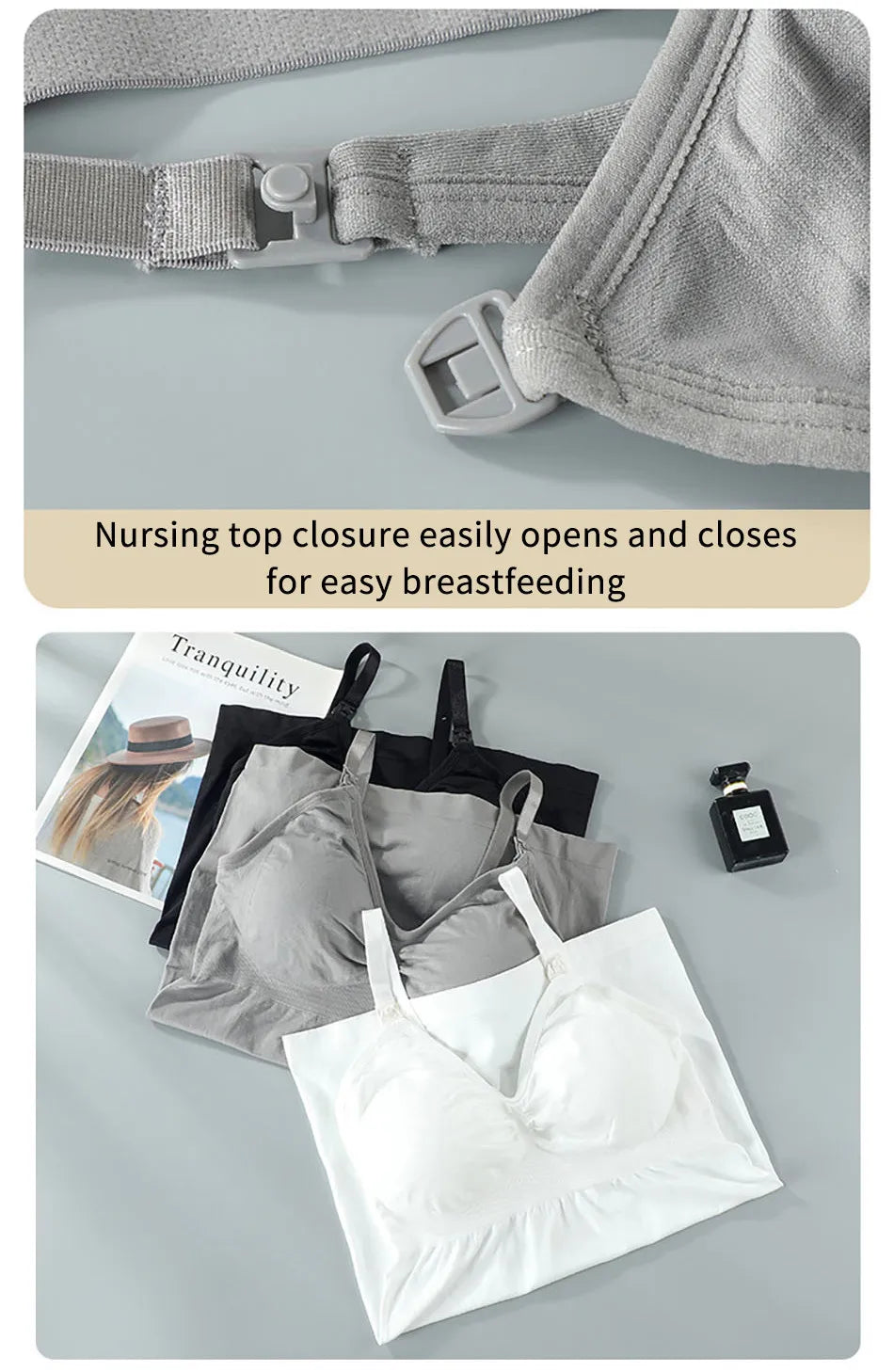 Maternity Nursing Long Camisole with Front Opening Padded Bra for Comfort Breastfeeding and Postpartum Support Women Bralette