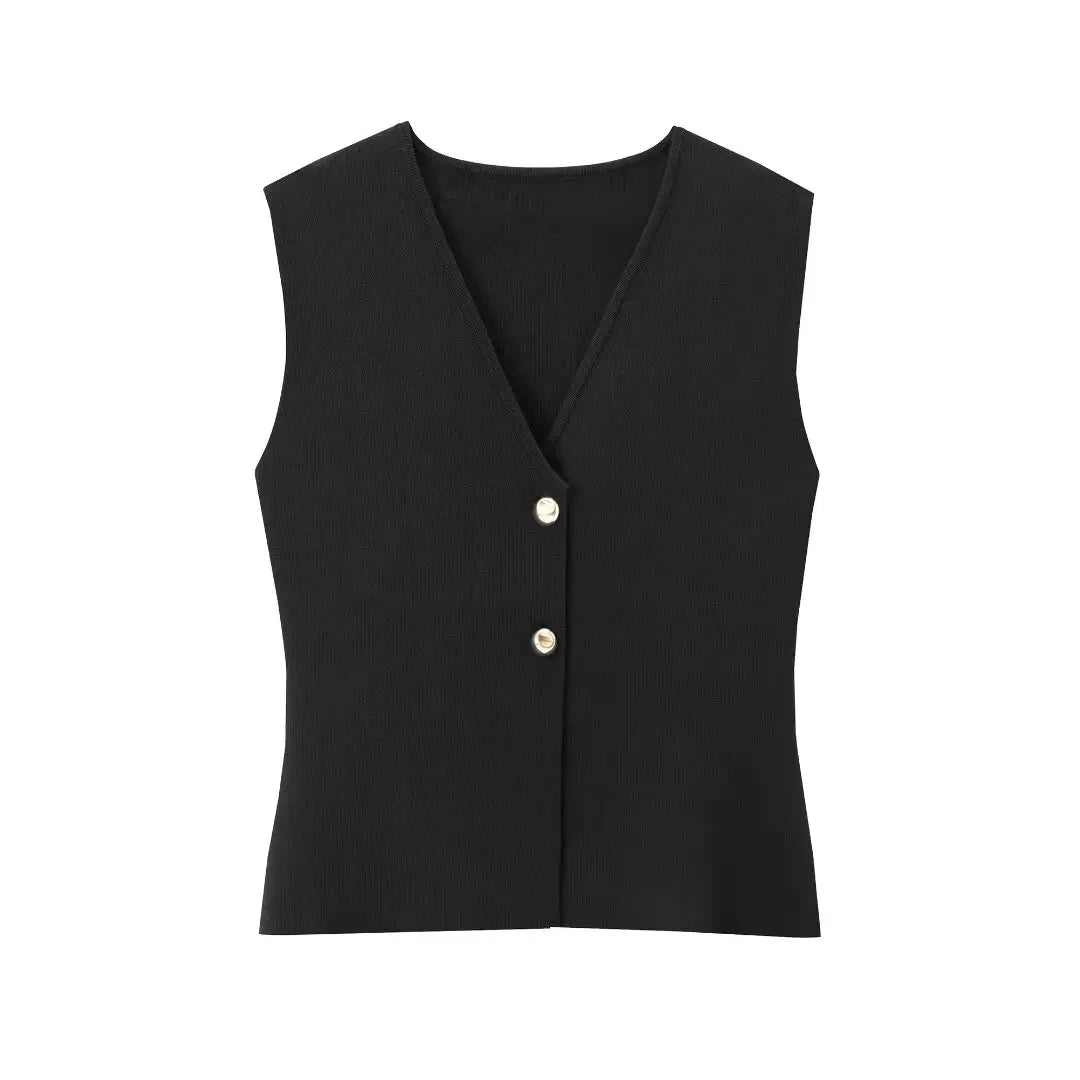 TRAFZA Women's Chic 2-Piece V-Neck Vest & High-Waist Zipper Skirt Set – NZ, Strylez Virtual Try-On