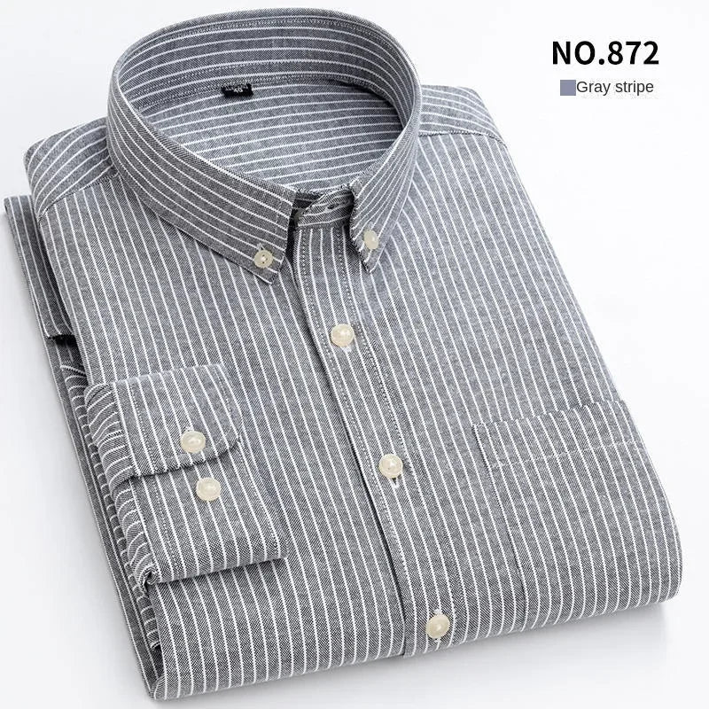 Hot solid color casual Oxford shirt men's fashion slim business long-sleeved shirt wholesale, street clothing， shirts for men