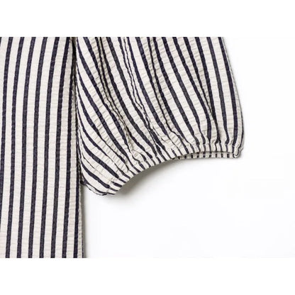 Woman Blouses Striped Chic Women Blouse Ladies Women's Top Pulovers Female Summer Short Sleeve Chiffon Pretty Office Wear