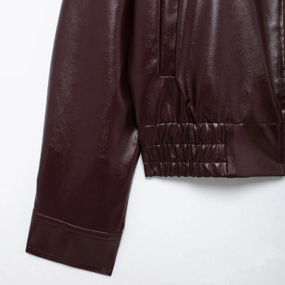 Discover Your Perfect Style! Try the Red PU Bomber Jacket Now with Our Virtual Try-On App!