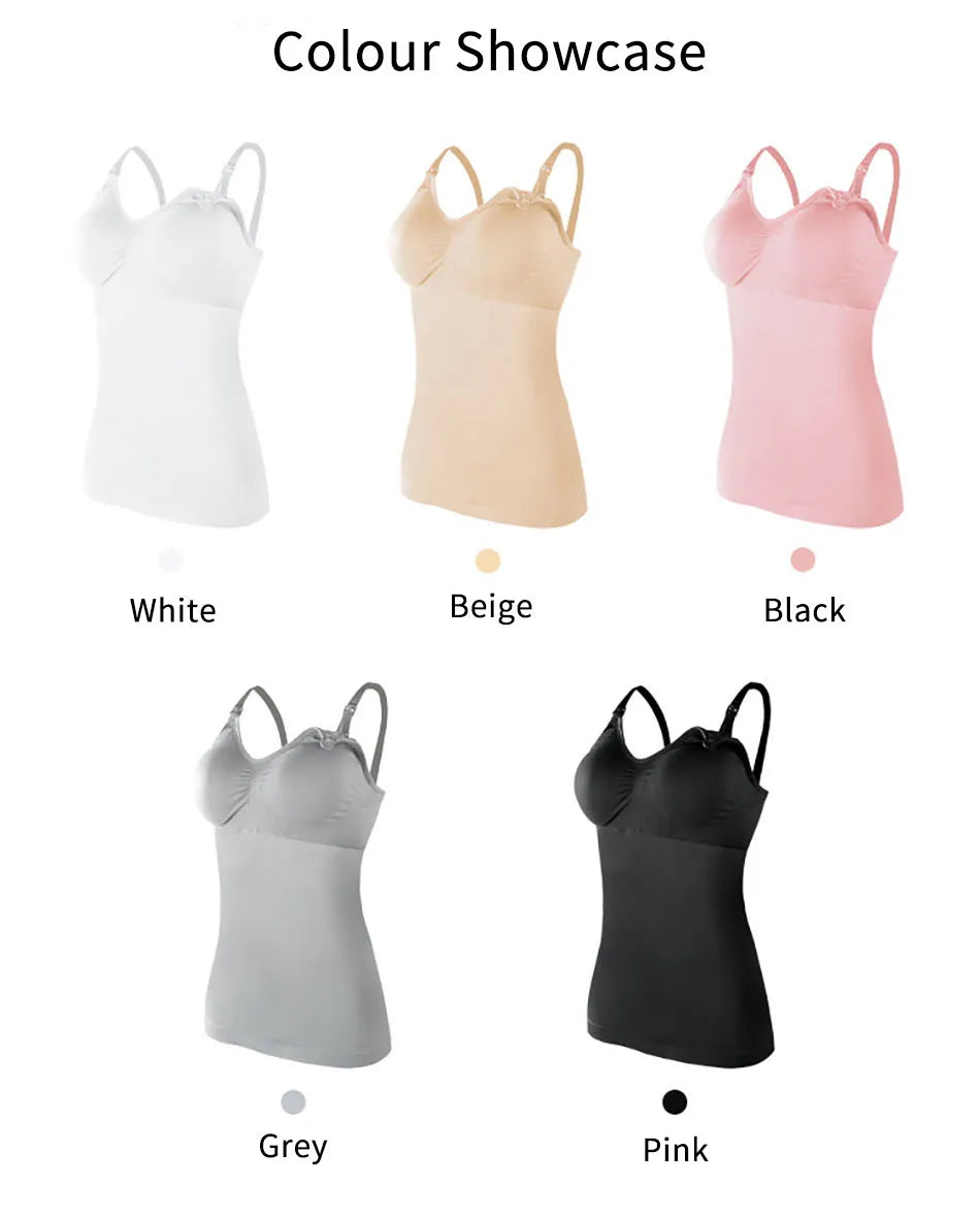 Maternity Nursing Long Camisole with Front Opening Padded Bra for Comfort Breastfeeding and Postpartum Support Women Bralette