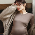 Maternity Spring Fall Round Neck Long-Sleeved Slim Thin Section Bottoming Shirt Pregnant Women's Solid Elastic Soft Homewear