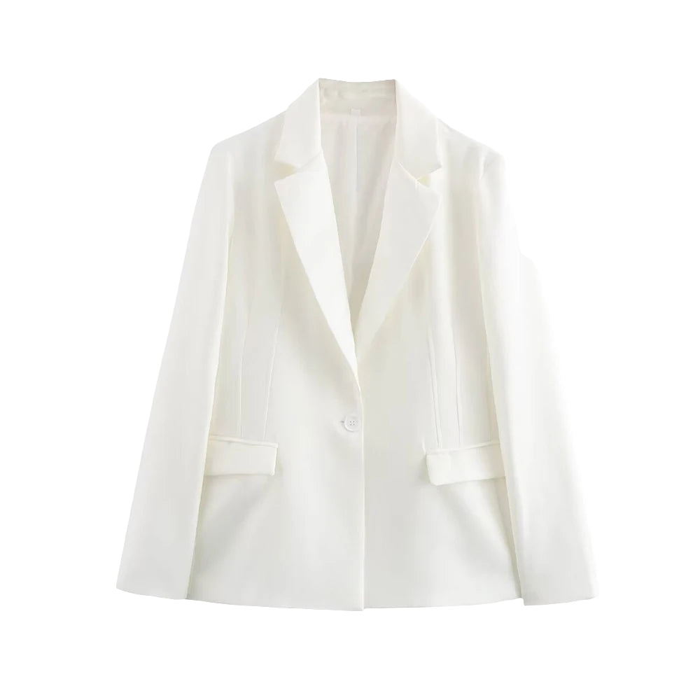 Aoaiiys White Blazer for Women - Virtual Try-On with Strylez App, Single-Button Autumn/Winter, Pockets, New Zealand