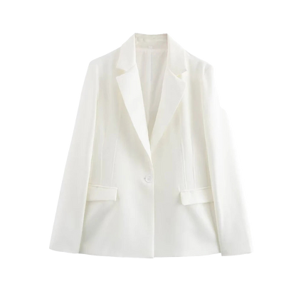Try on Aoaiiys White Blazers for Women virtually! Elegant, single-button autumn-winter jackets with pockets—your new go-to fashion essential.