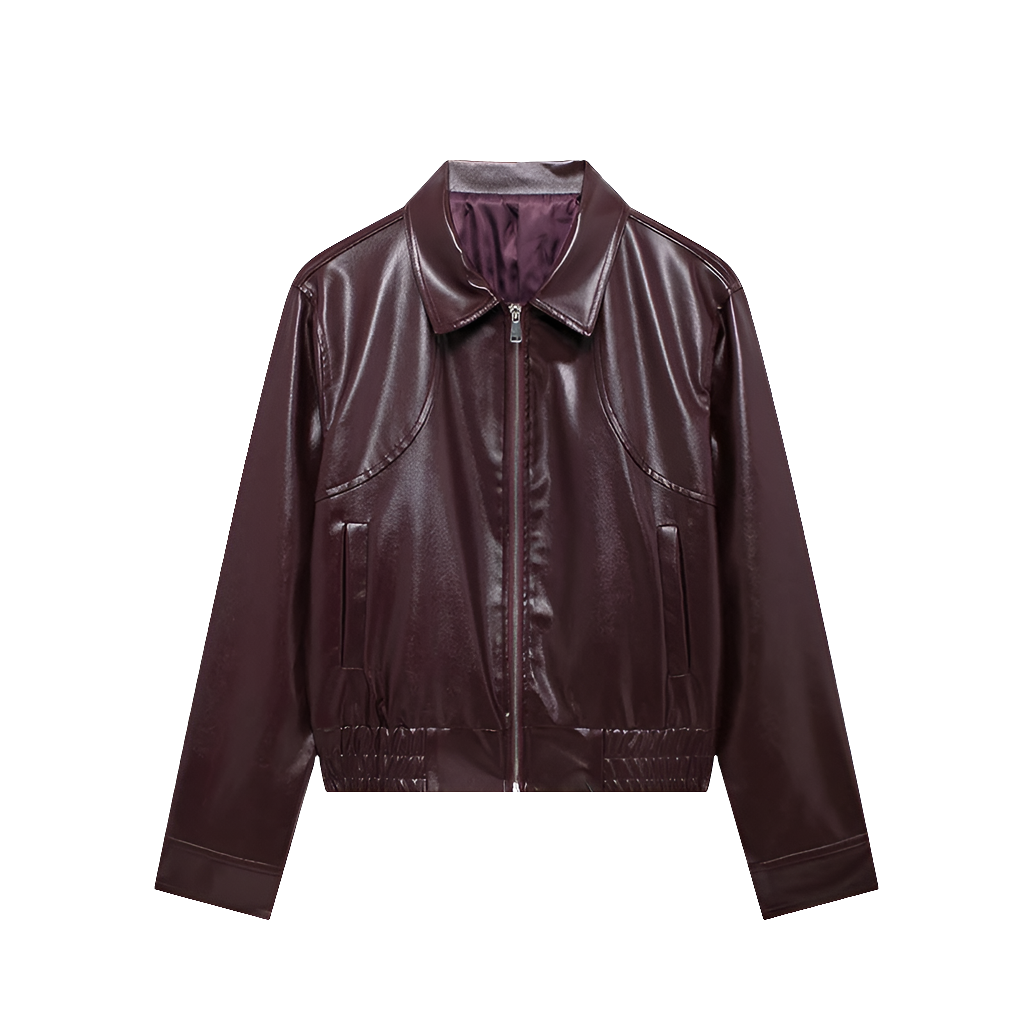 Discover Your Perfect Style! Try the Red PU Bomber Jacket Now with Our Virtual Try-On App!