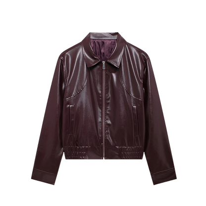 Discover Your Perfect Style! Try the Red PU Bomber Jacket Now with Our Virtual Try-On App!