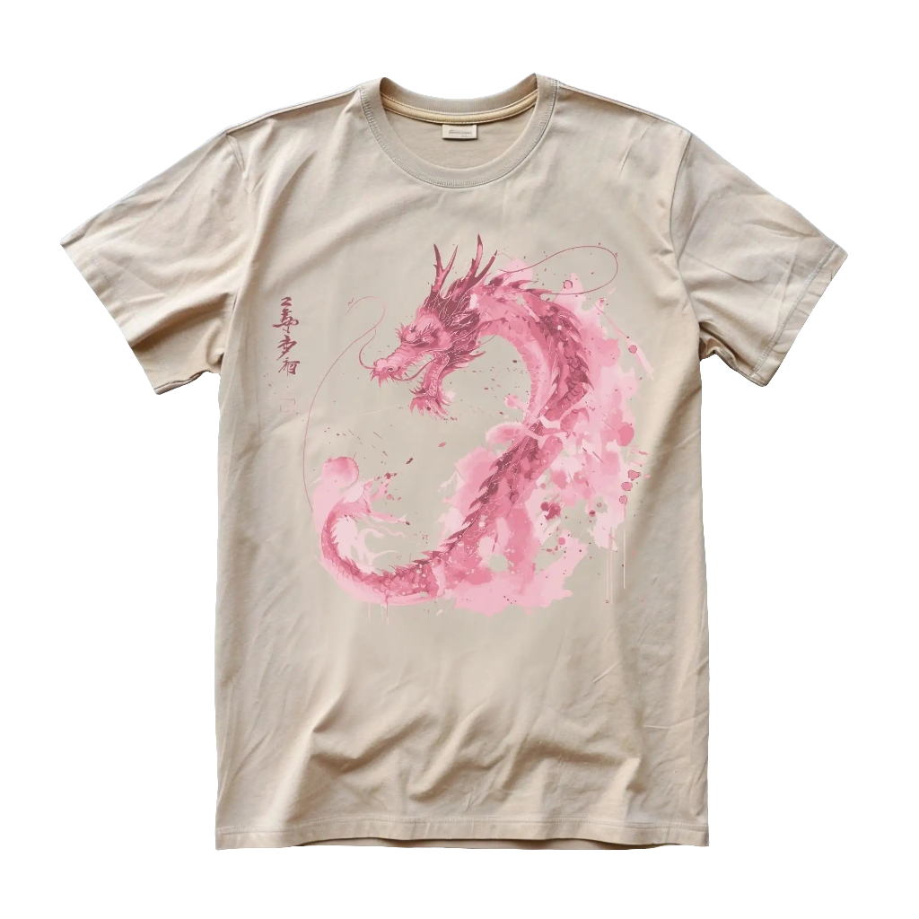 Dragon Doodles Tee - Pink Ink Kanji Vibes, New Zealand Unisex T‑Shirt | Strylez Virtual Try-On
