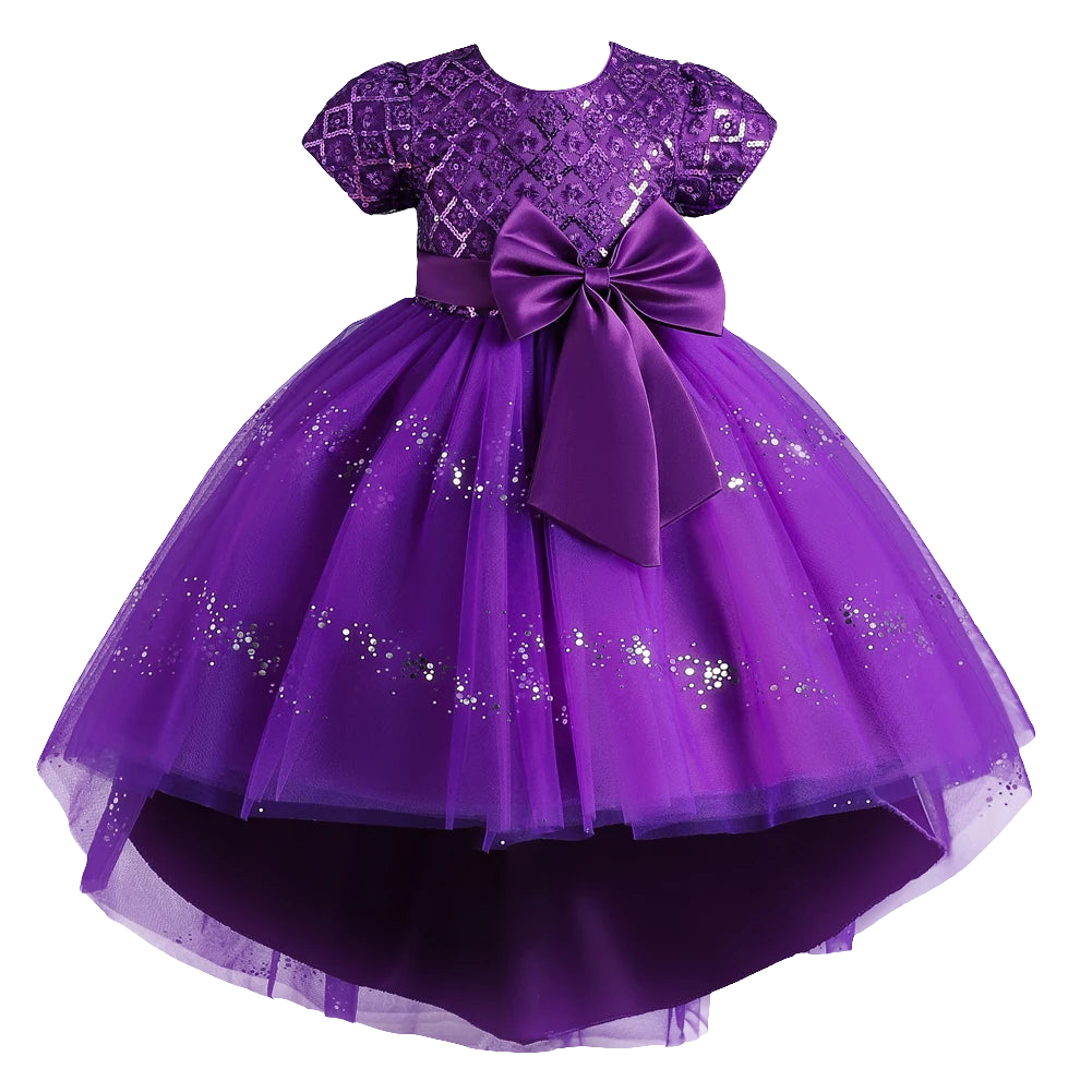 Purple Princess Dress with Sparkly Sleeves | Kids Party Dress New Zealand | Strylez App Virtual Try-On