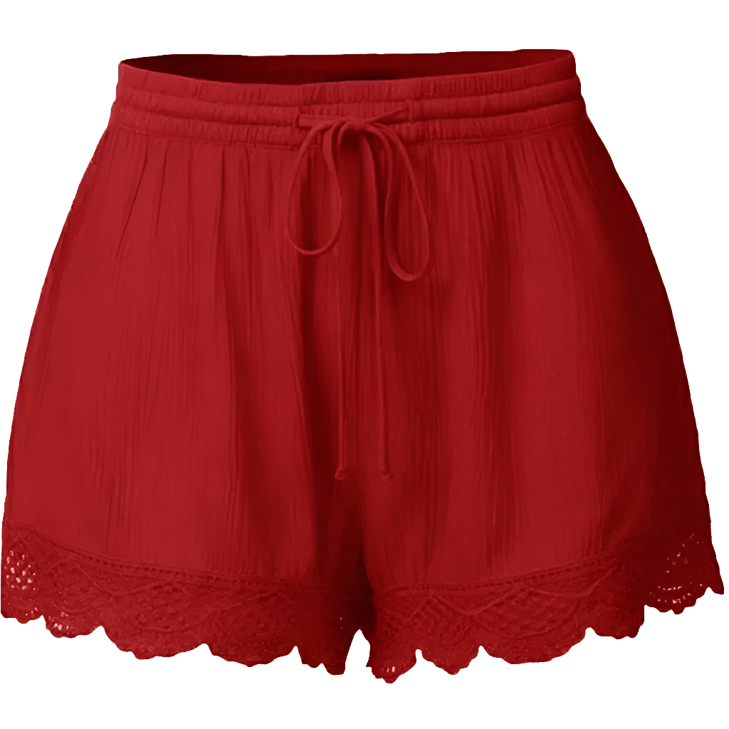 Women’s Plus Size Casual Lace Trim Lounge & Running Shorts with Drawstring Waist