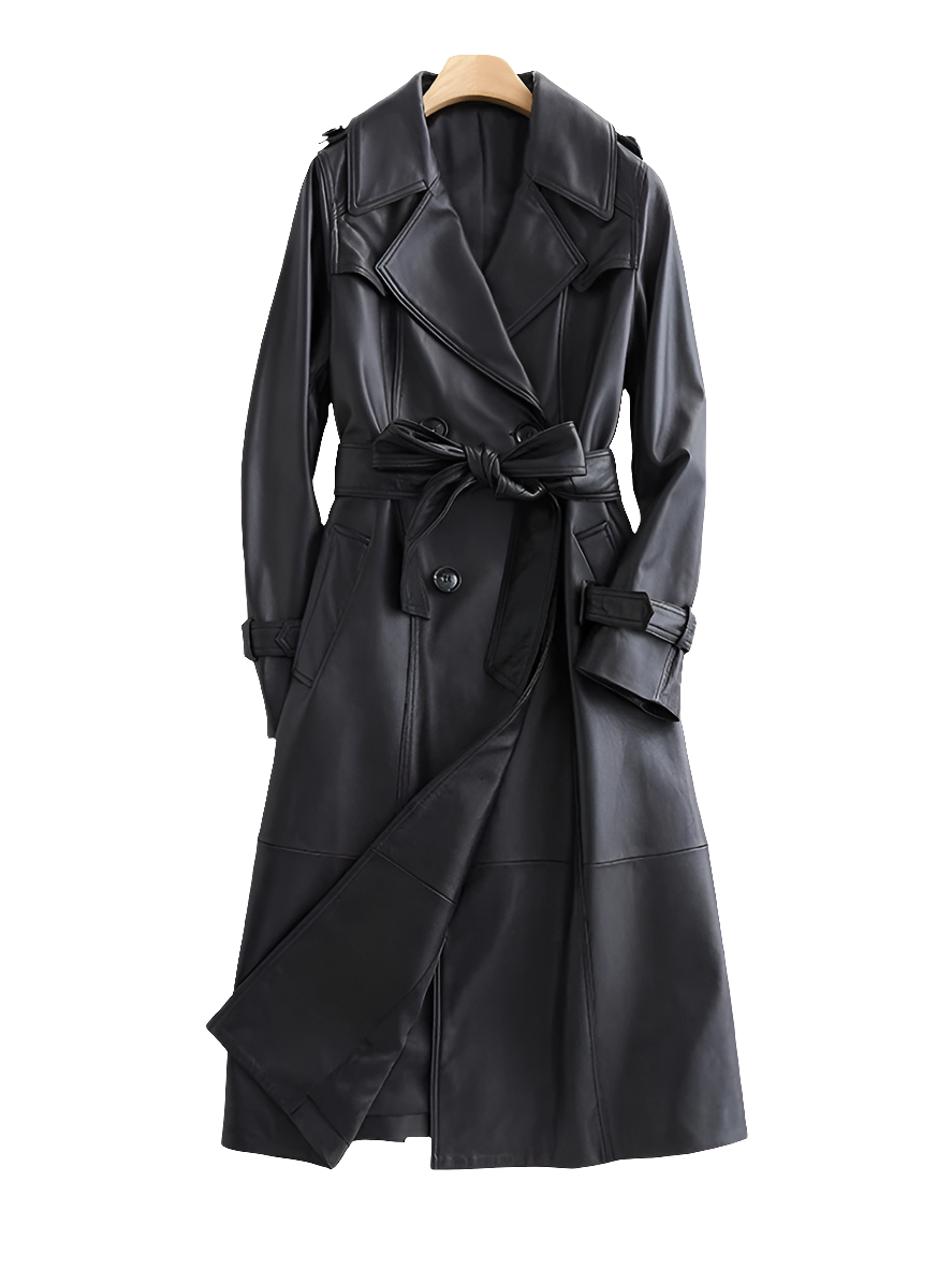 Experience luxury and style with the Lautaro Autumn Black Leather Trench Coat - see how it fits you before buying!