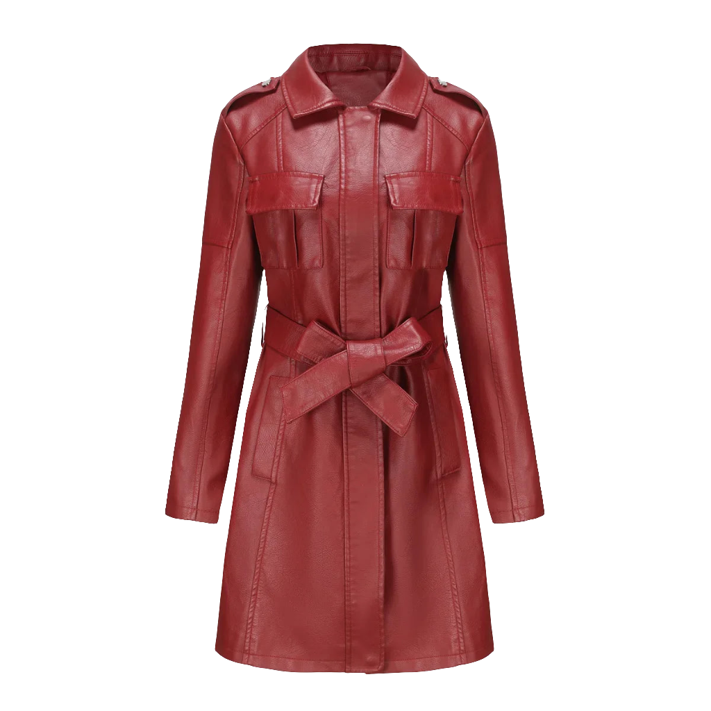 Slim Fit Faux Leather Trench Coat – See It On You with Strylez Virtual Try-On (NZ, New Zealand)