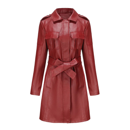 Slim Fit Faux Leather Trench Coat – See It on You with Virtual Try-On before You Buy!