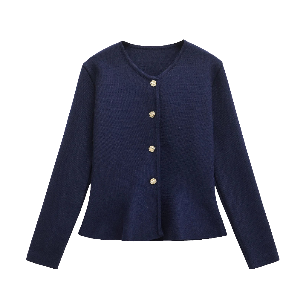 TRAF Women's Button-Up Short Hem Cardigan – Casual Autumn Sweater