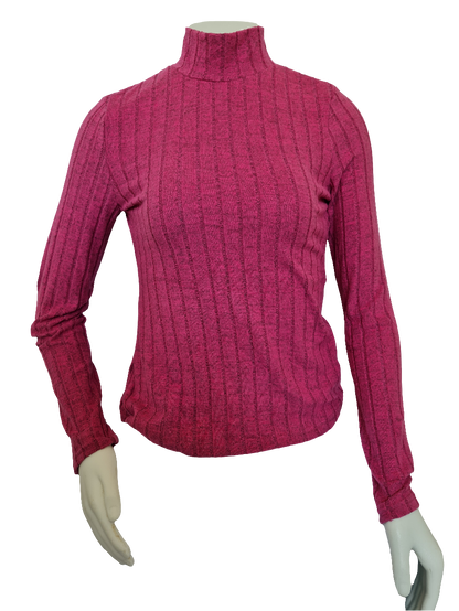 Cozy Elegance: Pink Long Sleeve High Neck Top