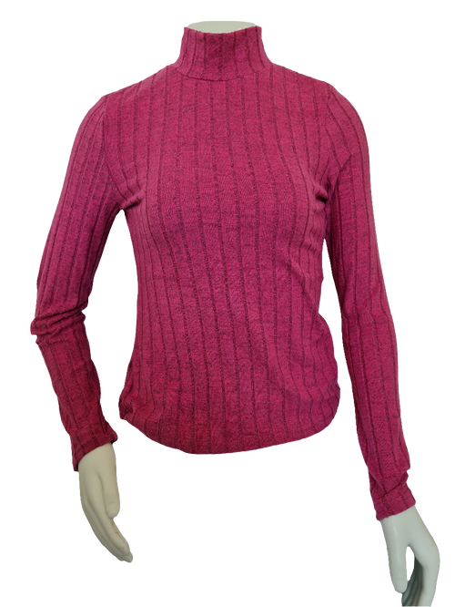 Cozy Pink Long Sleeve High-Neck Top | Women's Knit Top New Zealand | Strylez Virtual Try-On