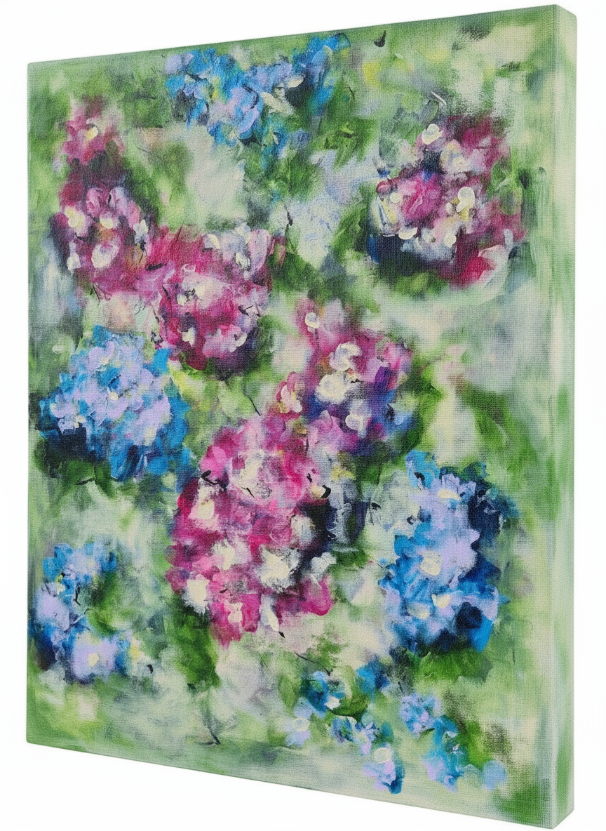 Acrylic Floral Abstract Painting on Canvas (16x20")