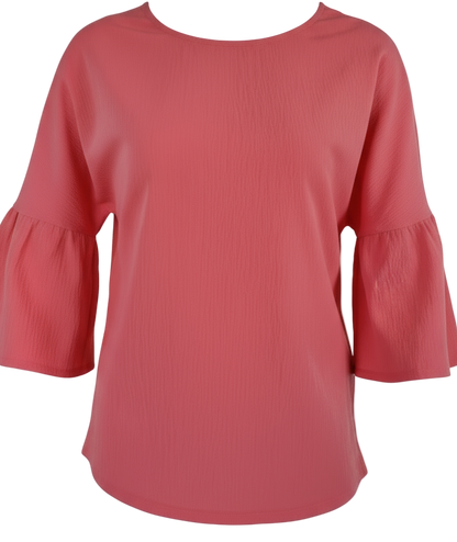 Solid Flare Sleeve Blouse in stunning watermelon pink