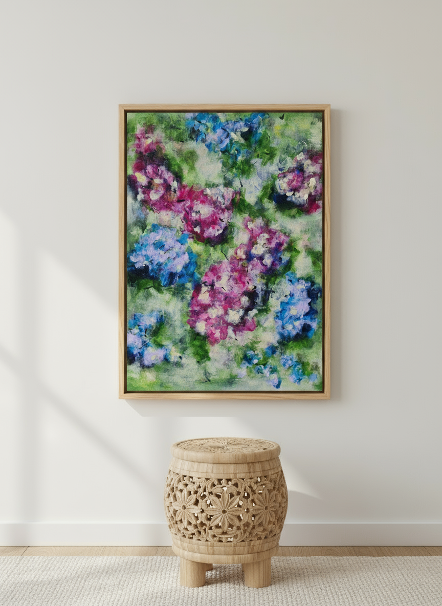 Acrylic Floral Abstract Painting on Canvas (16x20")