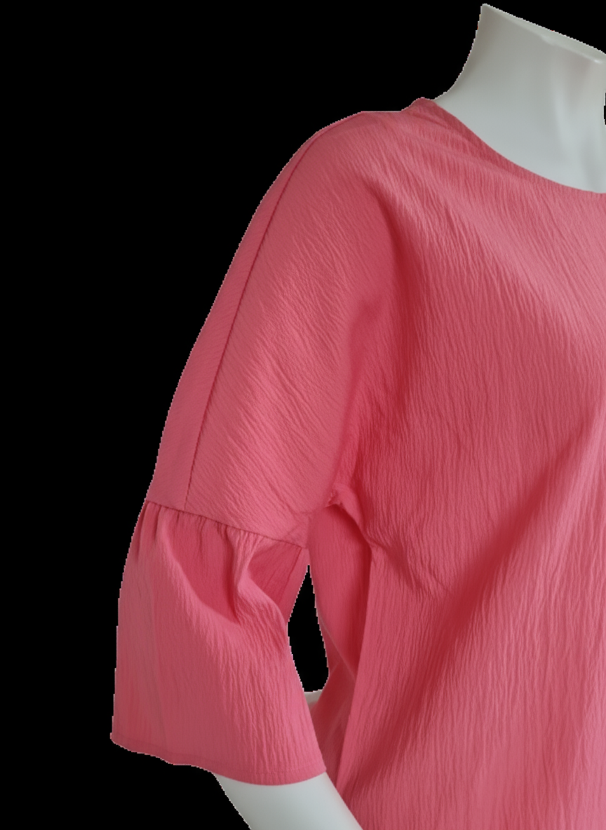 Solid Flare Sleeve Blouse in stunning watermelon pink